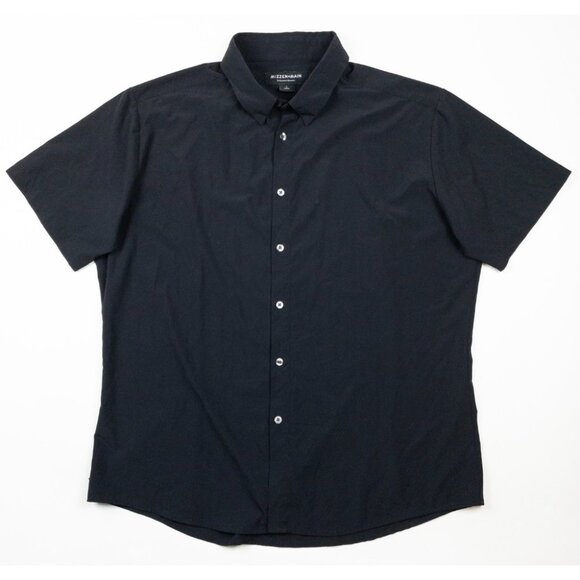 Mizzen+Main Leeward Shirt Men Large Classic Solid Black Short Sleeve Button-Down - Picture 2 of 14